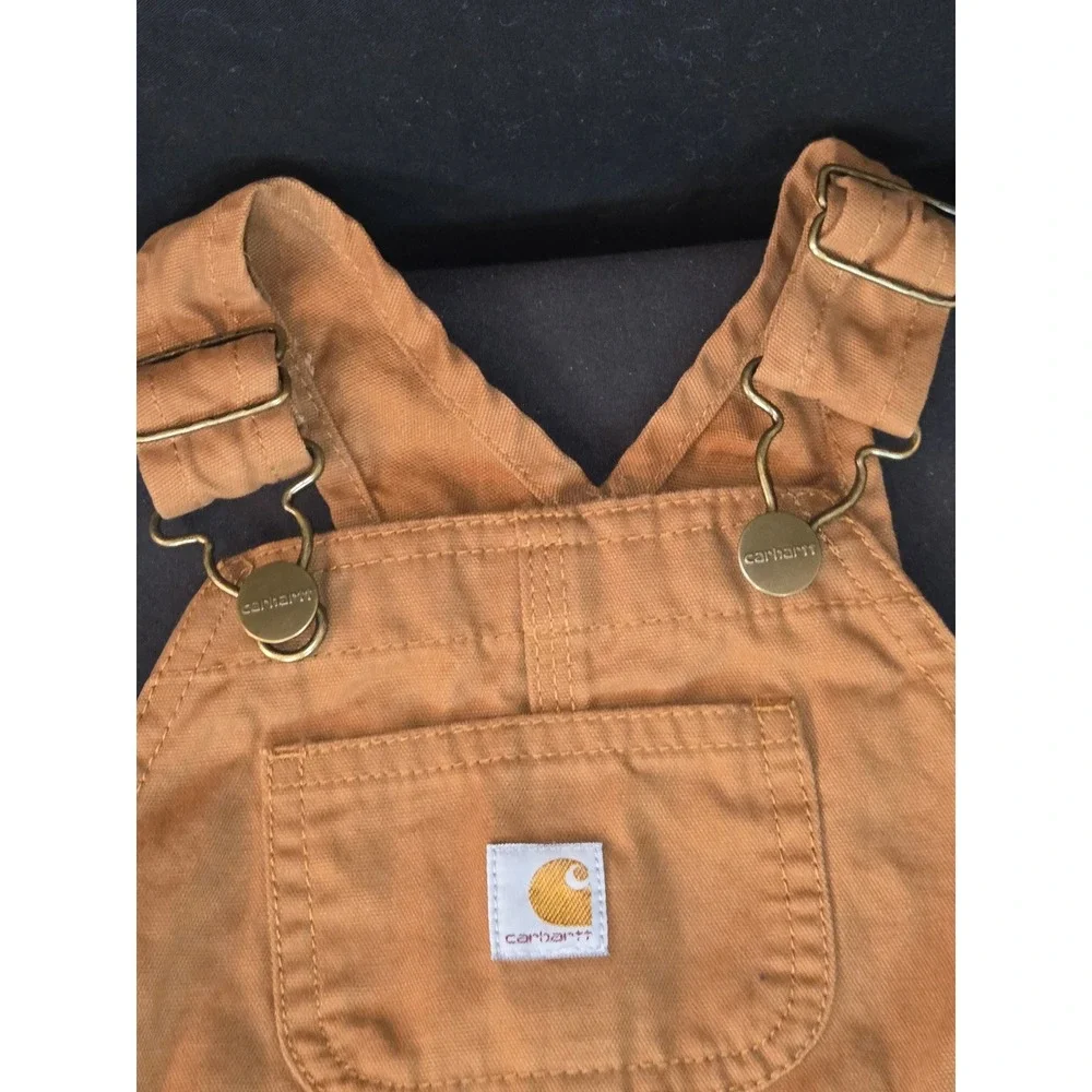 Carhartt Baby Canvas‎ Shortalls Overalls Brown Infant Kid's Size 18M